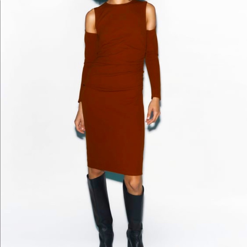 New brown maxi cut out dress